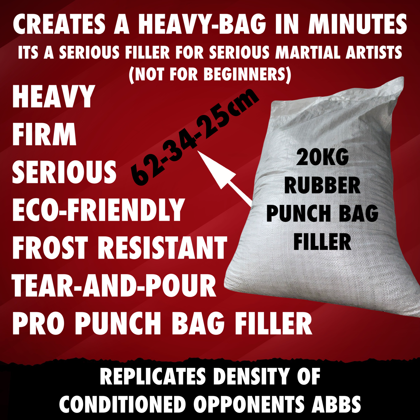 XL TANK SELF-FILL 4FT + 100kg (5 x 20kg sacks) Very Firm Heavy Recycled Rubber Punch Bag Filler