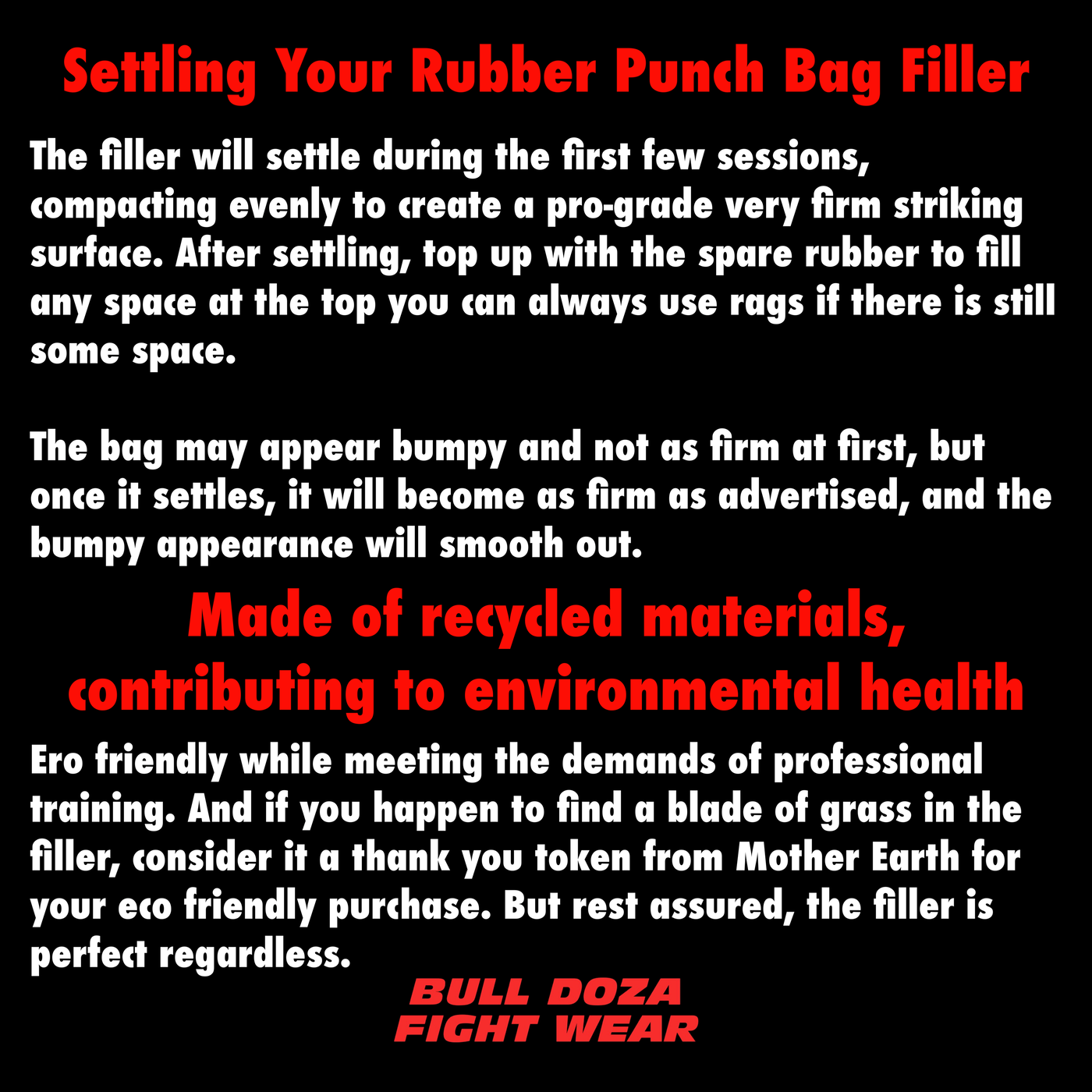 20kg Very Firm Heavy Recycled Rubber Punch Bag Filler