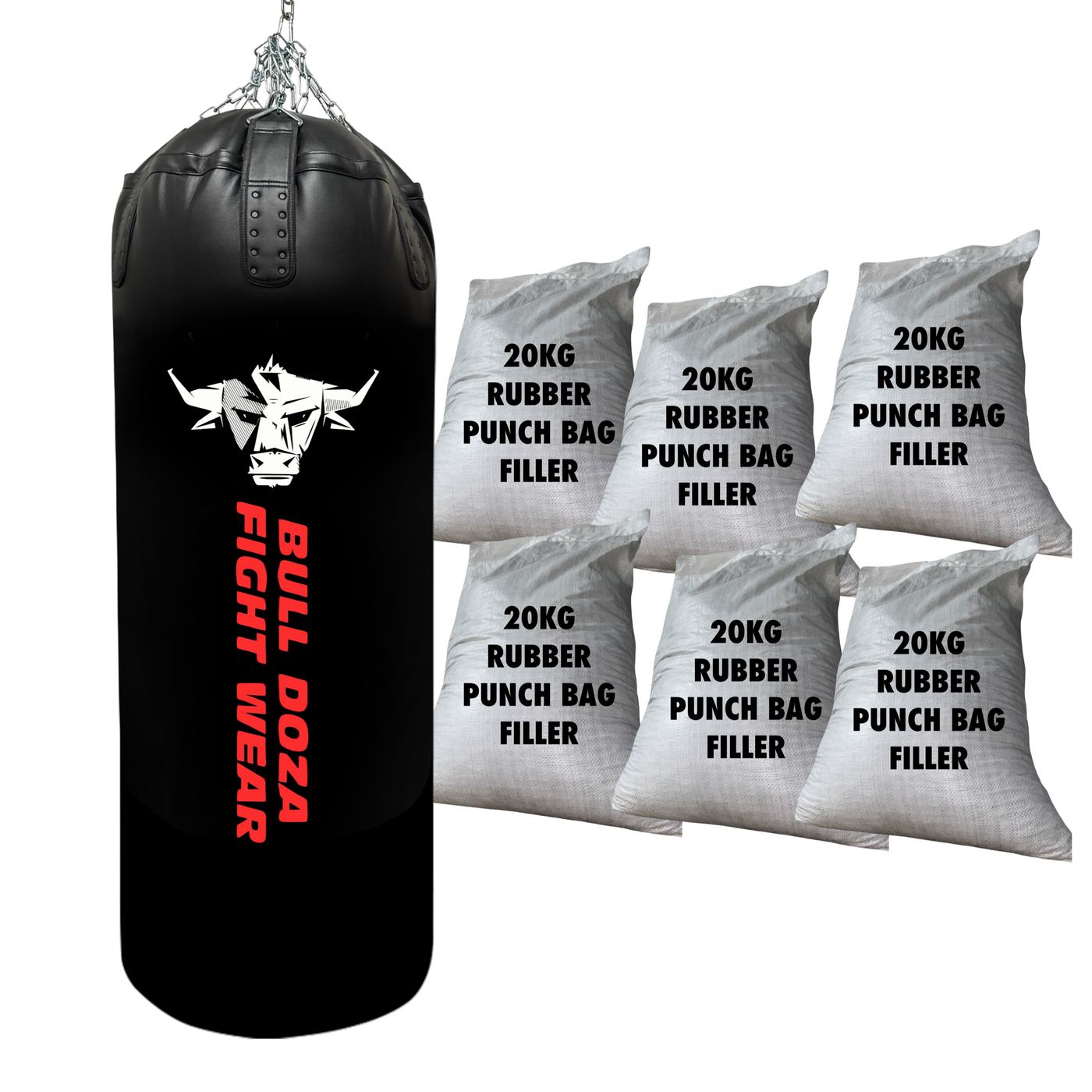 XL TANK SELF-FILL 5FT + 120kg (6 x 20kg sacks) Very Firm Heavy Recycled Rubber Punch Bag Filler