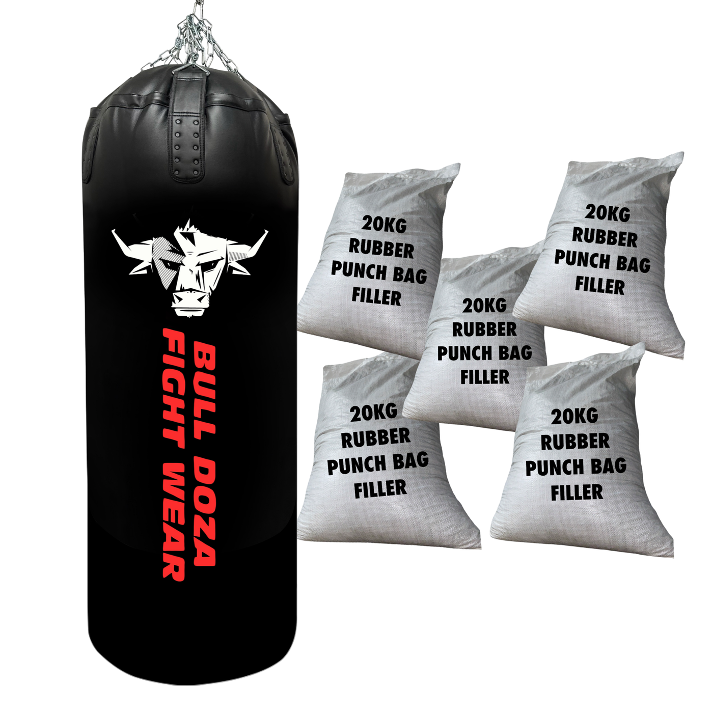 XL TANK SELF-FILL 4FT + 100kg (5 x 20kg sacks) Very Firm Heavy Recycled Rubber Punch Bag Filler